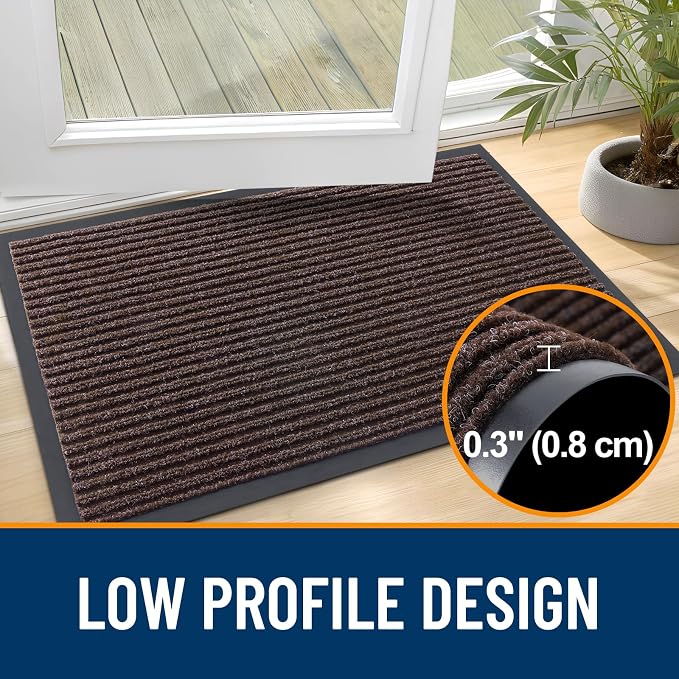 OLANLY 2-Pack Front Door Mats 47x32, Waterproof Heavy-Duty Doormats | Tan - Image 4
