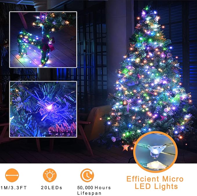 Fairy Lights Battery Operated, 12-Pack Mini String Lights, 20 LED 7ft Twinkle Firefly Small LED Lights for Craft Mason Jars Bedroom Wedding Party Table Christmas Decoration (Mix-Colored)