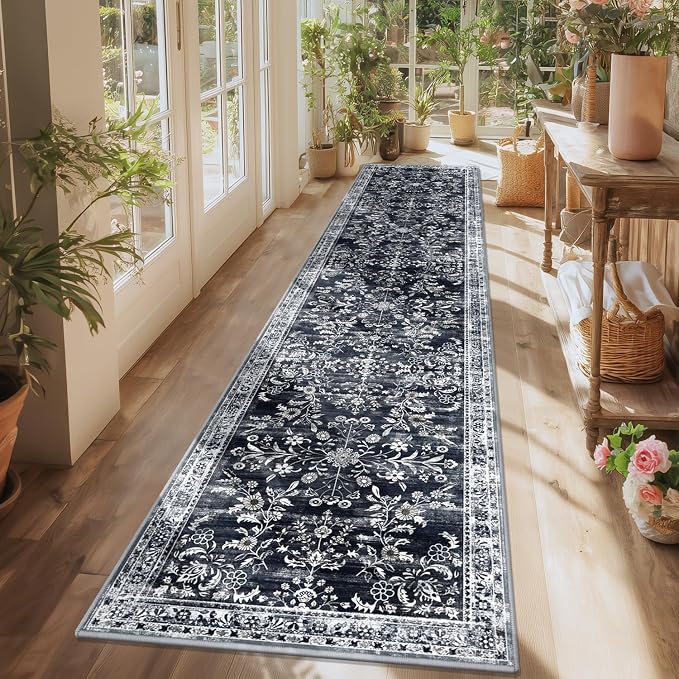 Yamaziot 2x10 Washable Hallway Runner Rug Non Slip Floral Carpet, Stain by Yamaziot