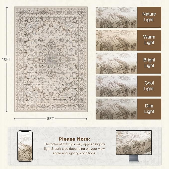 8x10 Area Rugs Living Room: Washable Rug - Image 2