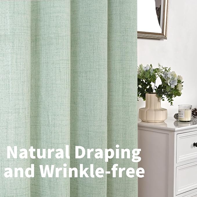 YoungsTex Sage Green Linen Curtains 45 Inches Length - Image 8