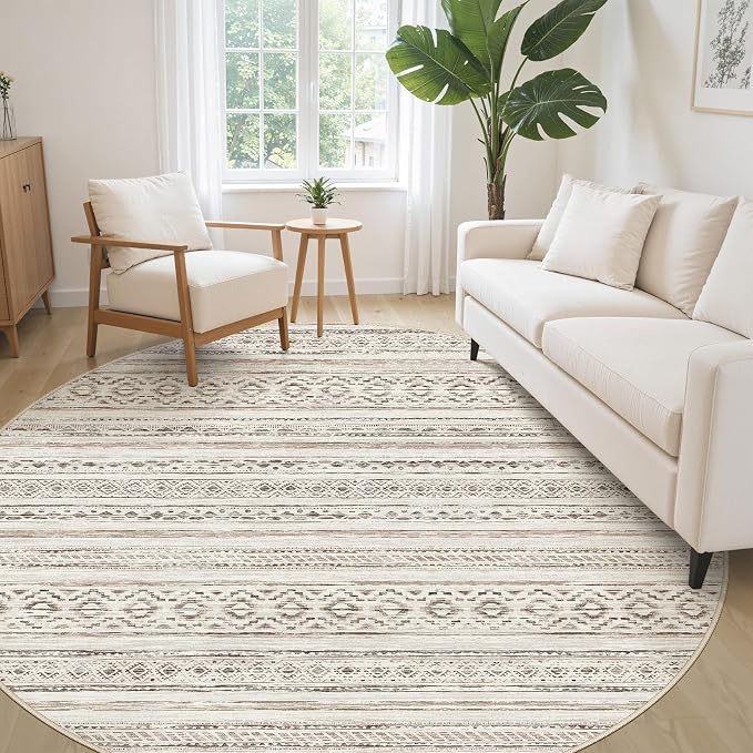 cotiled 8x8 Round Rug 8ft Circle Living Room Boho Area Rugs | Solve Modern - Image 6
