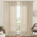 Extra Wide Linen Curtains for Bedroom Living Room 60 x 84 Inch | Natural by LAMIT
