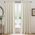 RYB HOME Living Room and Dining Room Curtains and Drapes Linen Sheer, Light Filtering Curtains 95 inches Long, Weave Textured/Rod Pocket, Cream Colored, W 52 x L 95 inches, 2 Panels Set