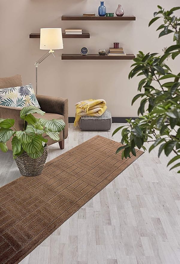 Custom Length Hallway Runner Rug, Slip Resistant, Bricks Brown, 26 Inch X 29 - Image 5