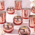 10 Pcs Assorted Rose Gold Candle Holders, Larger Size Mercury Glass Votives for Wedding, Rose Gold Birthday Decorations, Votive Candle Holders for Valentines/Bridal Shower/Sweet 16 Party Favors