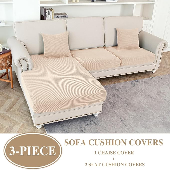 LA MEACK Couch Cushion Covers for Sectional Sofa L Shape Washable Separate Seat - Image 2
