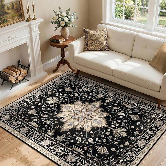 RELEANY Washable Area Rug, Water Repellent, Pet Friendly, Vintage Floral Boho - Image 2