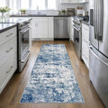 3x10 Washable Runner Rug：Modern Abstract Kitchen Soft Carpet Blue | by FXRHLP