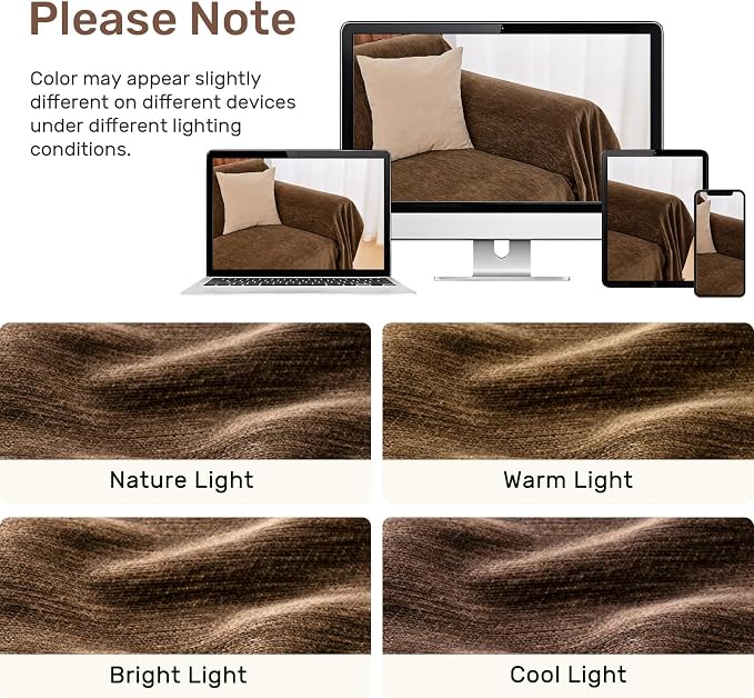 2 Pieces Sectional Couch Covers L Shaped Cover XXL Coffee | Thick Washable - Image 8