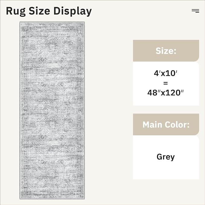 Soalmost Washable Hallway Runner Rug 4x10 Kitchen Entry Rugs Non-Slip, Stain - Image 5
