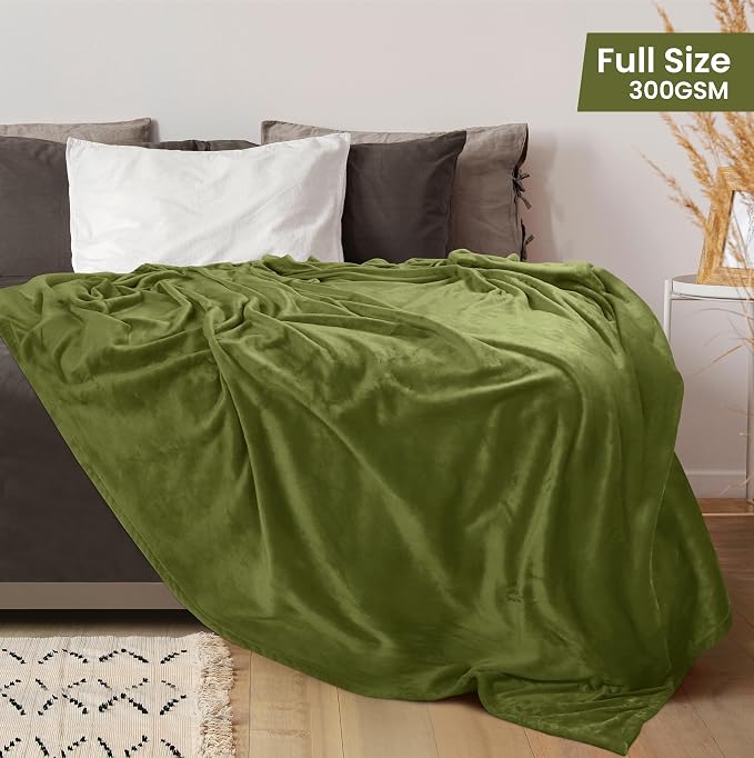 Utopia Bedding Ultra Soft Fleece Bed Blanket Full Size Olive | Microfiber Plush - Image 2