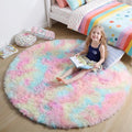 Amdrebio Rainbow Big Round Furry Area Rug 7Ft by Amdrebio