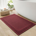 RESARE Waffle Bath Mat for Bathroom Non Slip Bathroom Rugs 24"x36" Dark Red | by Resare