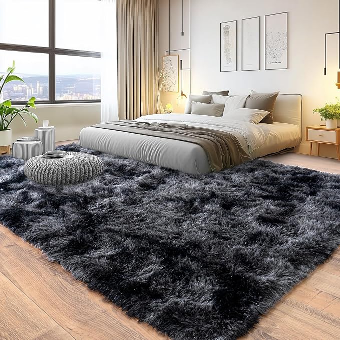 Pionblank Large Area Rug for Living Room 10x14, Fluffy Shag Rug, Dark Grey | - Image 2