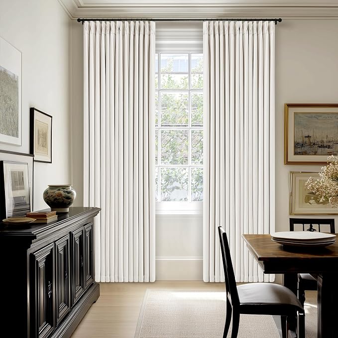 105 Inch Pinch Pleated Blackout Linen Curtains - Image 9