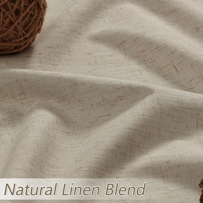 100% Blackout Linen Curtains for Bedroom 90 inches Long, Thermal Insulated Room - Image 3