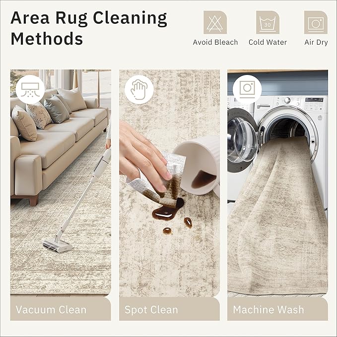 Soalmost Washable 3x10 Hallway Runner Rug Non-Slip Kitchen Entry Rugs Beige | - Image 9