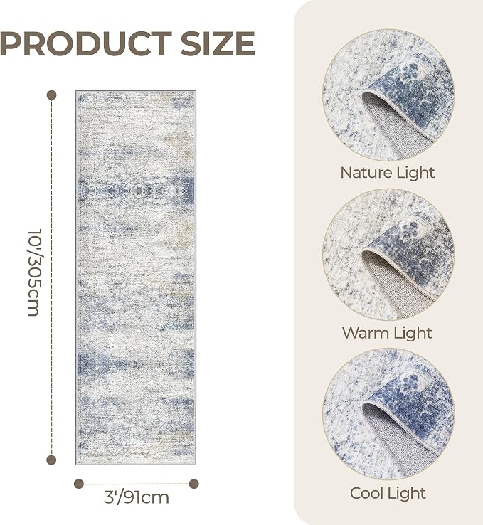3x10 Runner Rug Non Slip, Washable Hallway Runner Rug, Laundry Room, Soft - Image 2