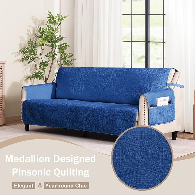 Soft Quilted Couch Cover with Pockets - Image 2