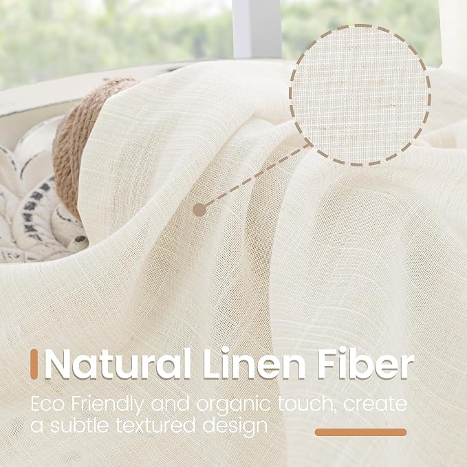 BGment 108 Inches Long Ivory Linen Curtains - Image 3