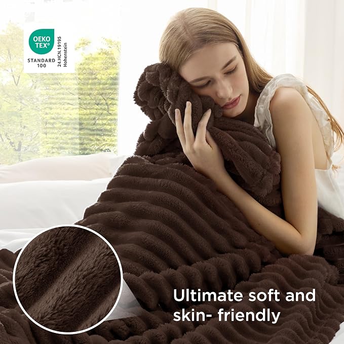 Bedsure Soft Twin Blanket for Bed Decor Gifts Chocolate Brown 60"x80" | - Image 4