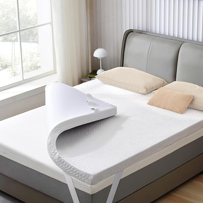 SINWEEK 2 Inch Gel Memory Foam Mattress Topper with Cooling Cover Ventilated Soft Mattress Pad, Bed Topper, CertiPUR-US Certified, Twin Size