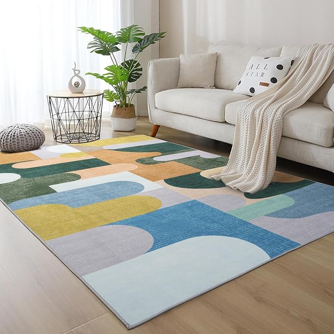 Living Room Rug 6x9 Light Green Area Rug Machine Washable Carpet Non Slip - Image 5