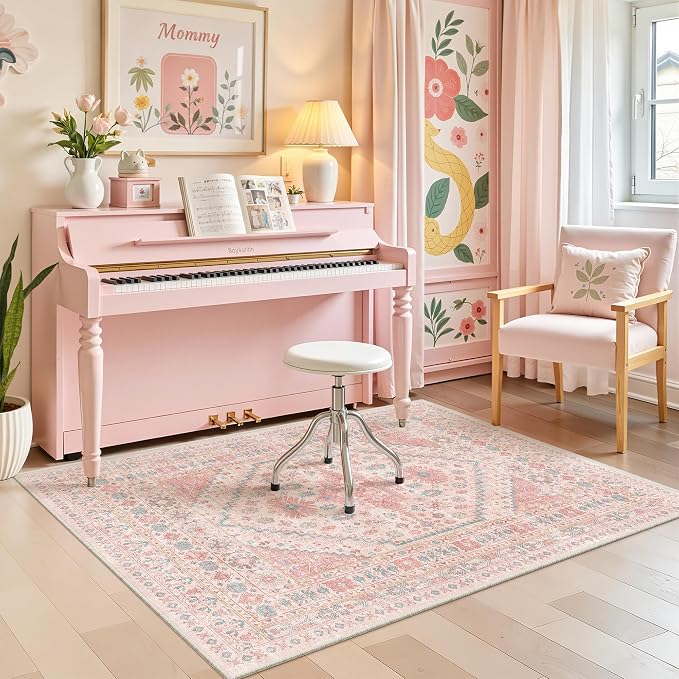 Pink Rugs for Bedroom-3x5 Rug for Entryway, Girls Room | Small Washable Rug for - Image 4