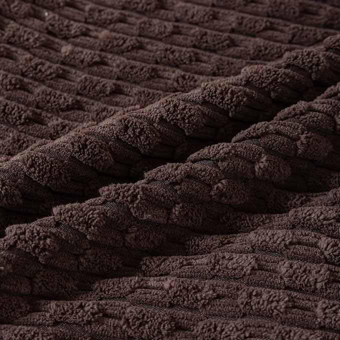Set of 4 Beige Brown Coffee Decorative Throw Pillow Covers 22x22 Inch Corduroy - Image 5