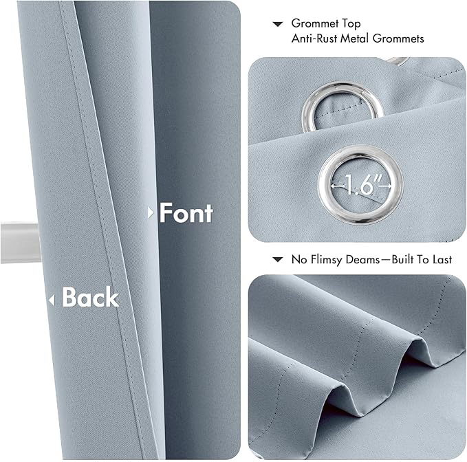 MIULEE Blackout Curtains for Bedroom 2 Panels 40 x 63 Inch Long Light Blue | - Image 4
