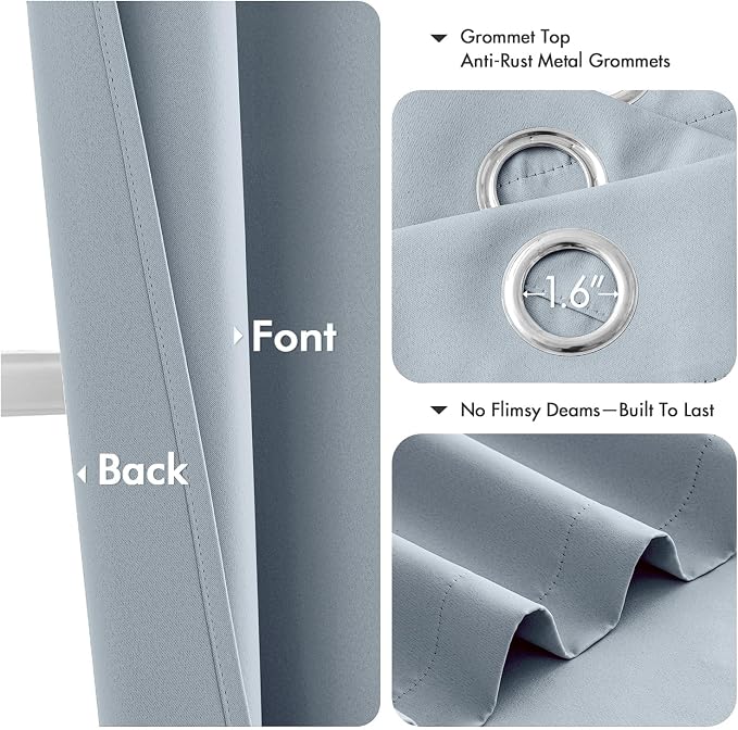 MIULEE Blackout Curtains for Bedroom 2 Panels 40 x 72 Inch Long Light Blue | - Image 4