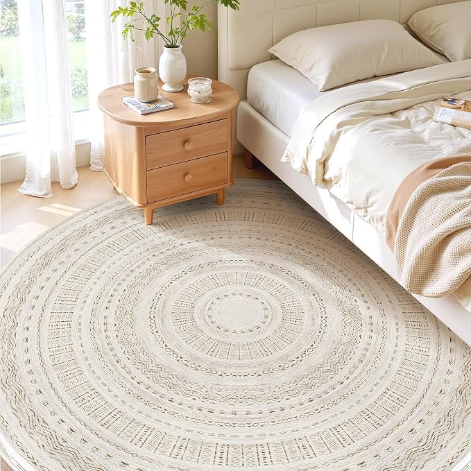cotiled 8x8 Round Rug 8ft Circle Living Room Boho Area Rugs | Solve Modern - Image 2
