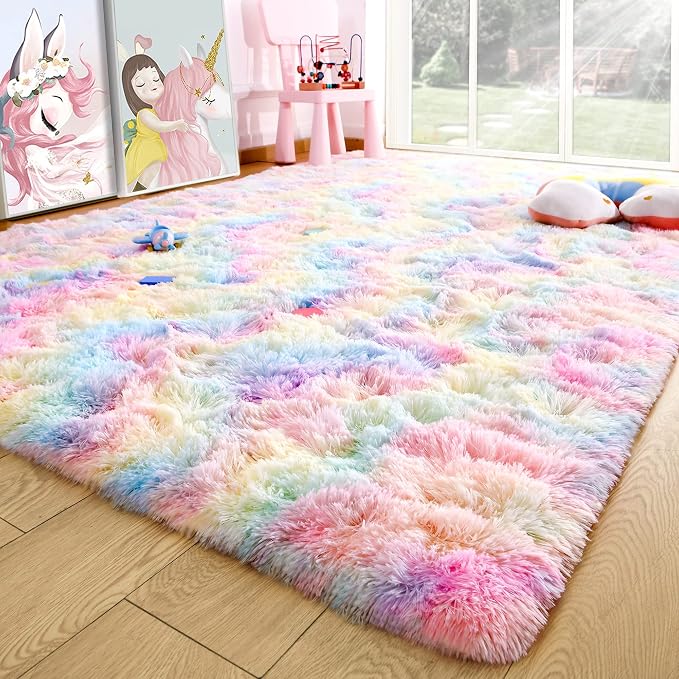 3x5 Rainbow Fluffy Soft Area Rug Non-Slip - Image 9
