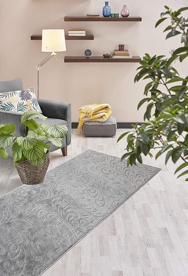 Custom Length Hallway Runner Rug, Slip Resistant, Floral Grey, 26 Inch X 29 feet - Image 4