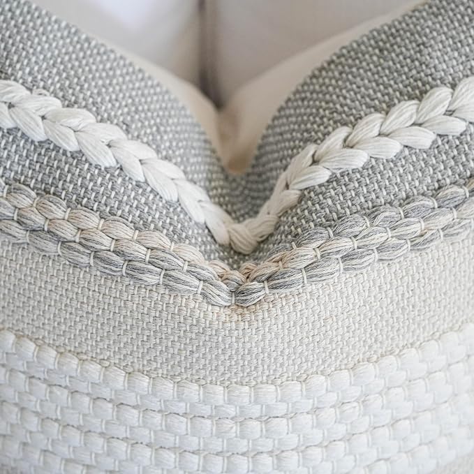 Decorative Lumbar Throw Pillow Cover 14x24 Boho Gray Accent Cushion - Image 8