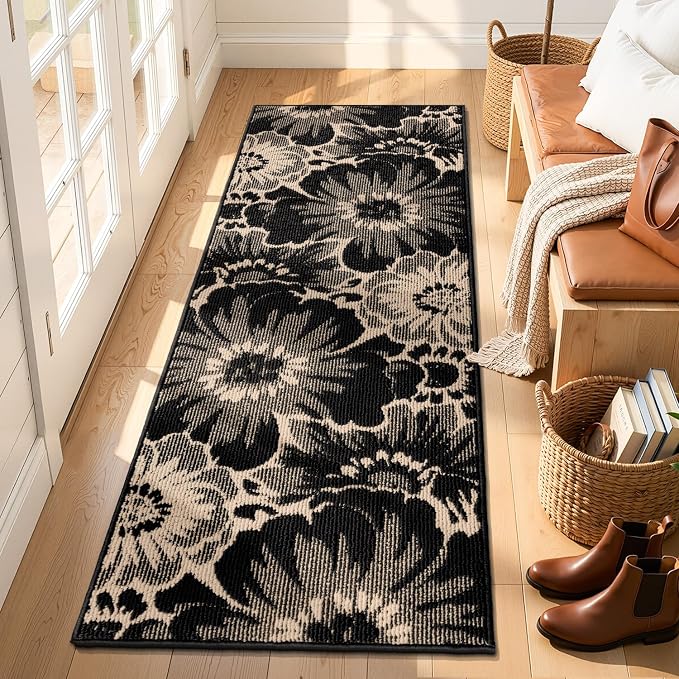 Findosom Hallway Runner Rug 2x5, Non Slip High-Low Textured Floral Washable - Image 7
