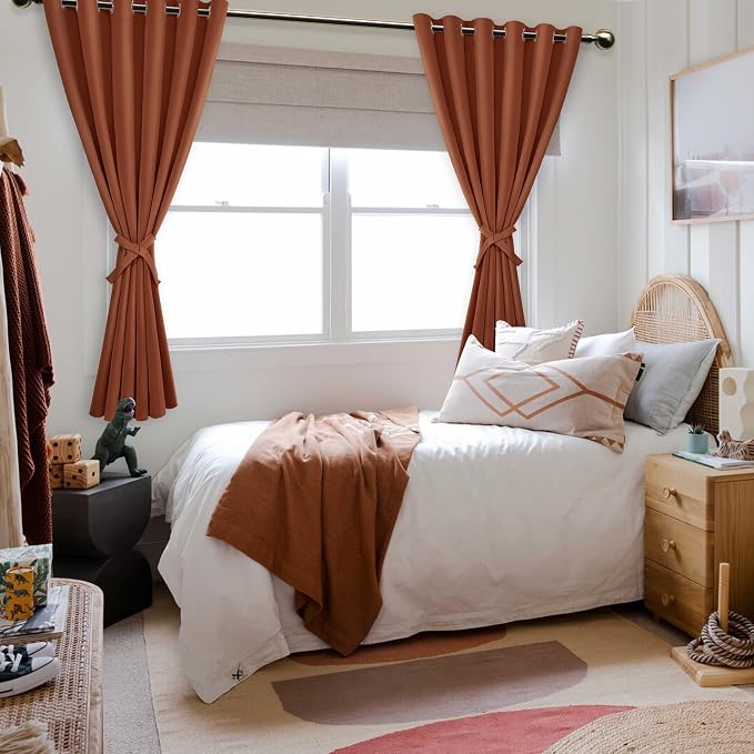 Fall Blackout Curtains for Bedroom Burnt Ochre 70 x 63 Inch 2 Panel | Thermal - Image 6