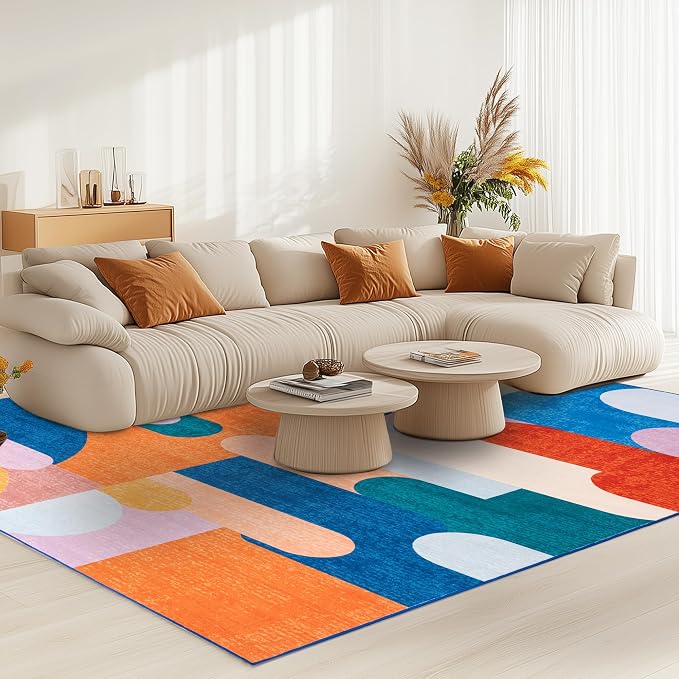 Area Rug 4x6 Candy Rug Washable Rugs Non Slip Low Pile Small Carpet - Image 4