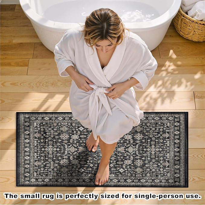 Grey Floral Hallway Runner Rug 2x5 - Image 8