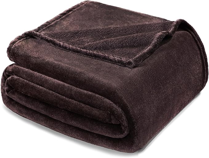 Exclusivo Mezcla Fleece Blanket Queen Size for Bed, Super Soft and Warm, All Season Use, Cozy, Plush, Lightweight, 90x90 Inches, Coffee