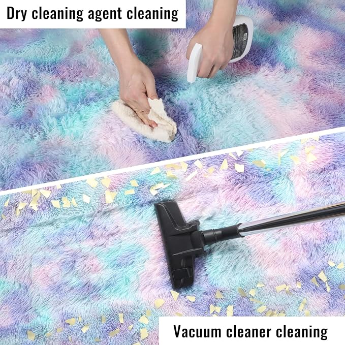 Adorable Rainbow Mermaid Rugs for Girls Bedroom Fluffy Purple Rug 3x5 Ft | - Image 8