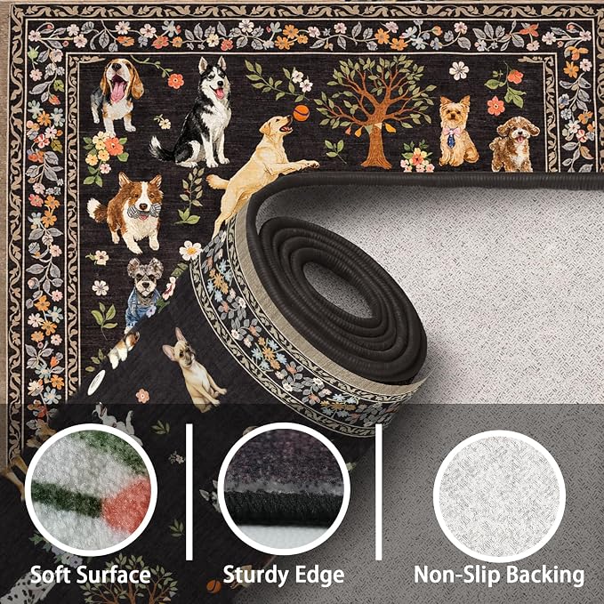 Black Hallway Runner Rug 2x5 for Bedroom Kitchen | Ultra-Thin; Boho Style; Low - Image 8