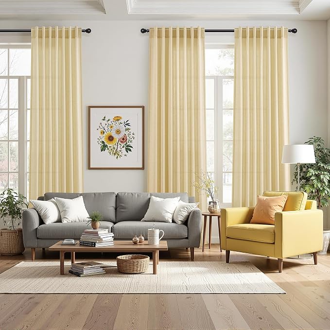 Cream Yellow Curtains 108 Inches Long - Image 7
