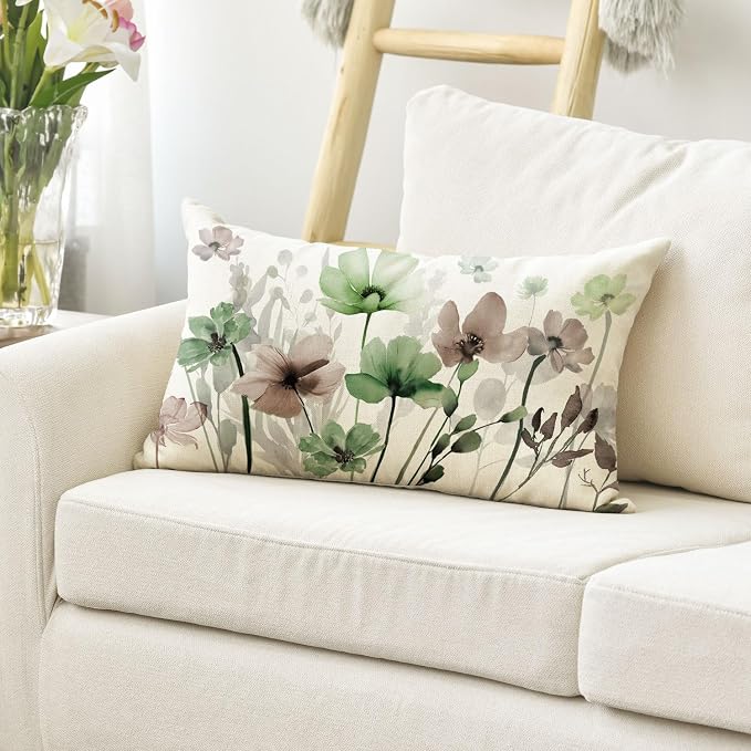 AVOIN colorlife Poppy Flowers Fall Spring Throw Pillow Cover 12x20 Inch | - Image 3