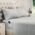 DREAMCARE Full Size Sheets - Cooling Bed Sheets - 4pcs Set - up to 15" Deep Pocket Full Sheet Set - Sheets Full Size Bed - Soft & Long Lasting 100% Fine Brushed Polyester with Side Pocket - LightGray