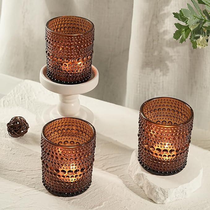 12pcs Votive Candle Holder for Wedding, 2.7 * 3.5in Large Amer Glass Tea Light Candle Holders Bulk, DIY Wax Filling Romance Tealight Candle Holders for Home Table & Christmas Thanksgiving (12)