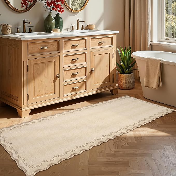 GarveeHome 2x6 Scalloped Washable Runner Rug Non Slip Hallway Kitchen Rug | - Image 7