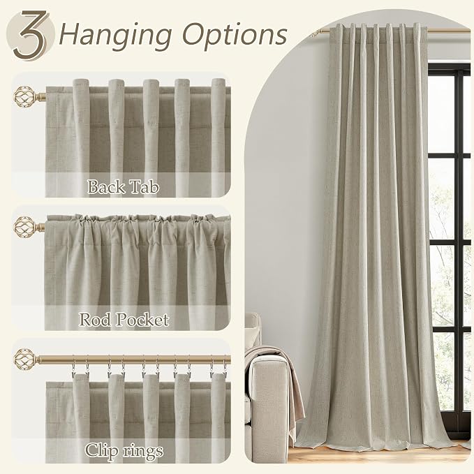 Extra Long 100% Blackout Linen Curtains - Image 6