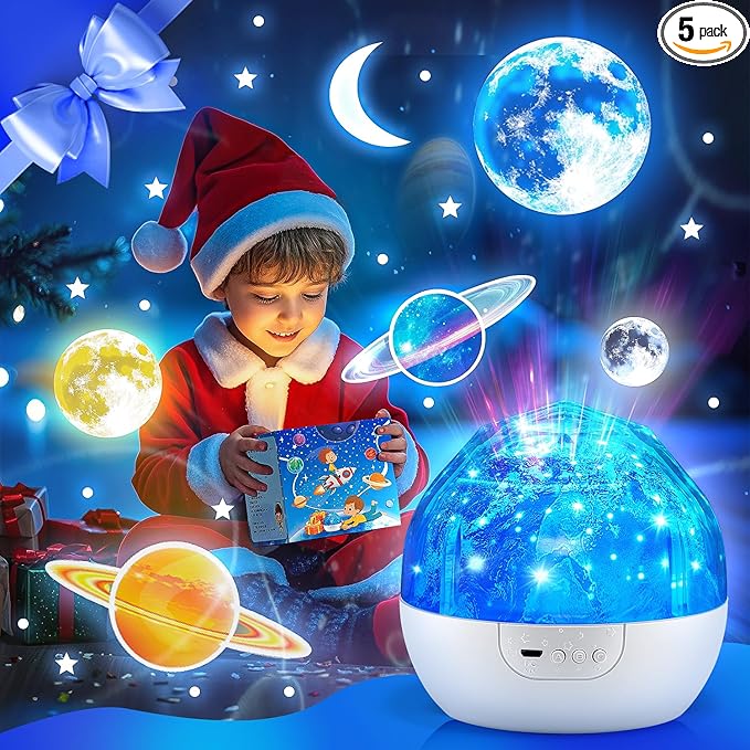 Night Light for Kids Projector, 105 Lighting+5 Films Kids Night Light Projector, Dimmable Baby Night Light Projector, 360° Slient Star Projector Lights for Bedroom, Space Gifts for Boys Room Decor